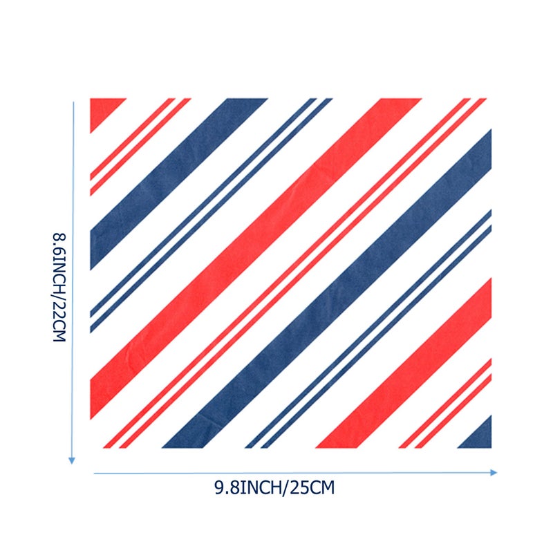Suiwen 150pcs Independence Day Wax Paper Sheets Sandwich Wrapping Paper, Greaseproof Wrap Paper Parchment Papers Disposable Paper Liner Food Basket Liners for Outdoor Picnic (Red and Blue Stripe) - Image 2
